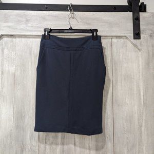 NAVY Blue Pencil Skirt with Side Pockets and Back Slit Size XS